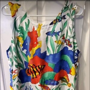 VINTAGE T. JEHNSEN INC AQUATIC VIBRANT LARGE DRESS